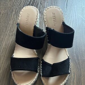 JustFab Black Espadrille Sandals, wedge heel